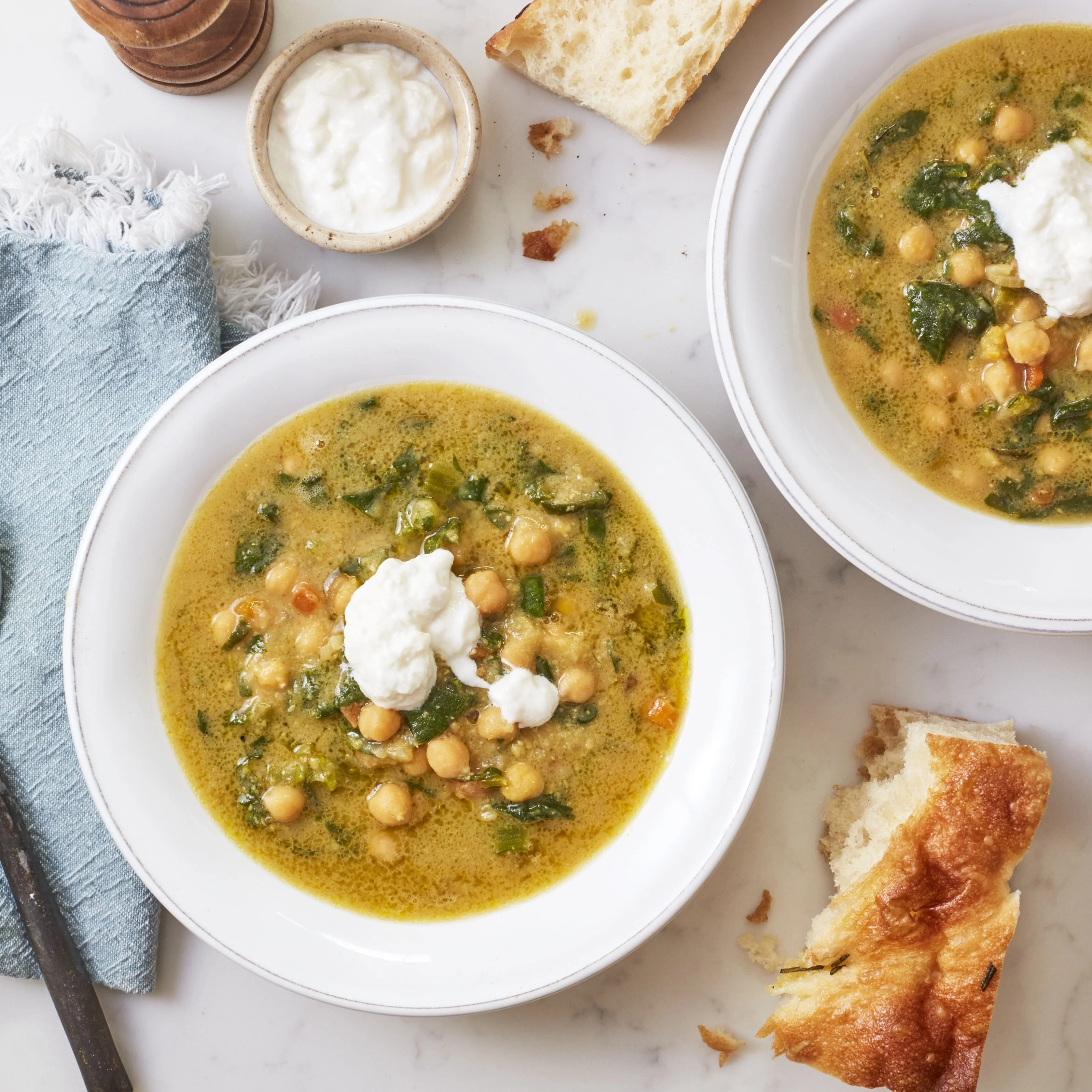 Chickpea & Cavolo Nero Soup With Stracciatella & Focaccia