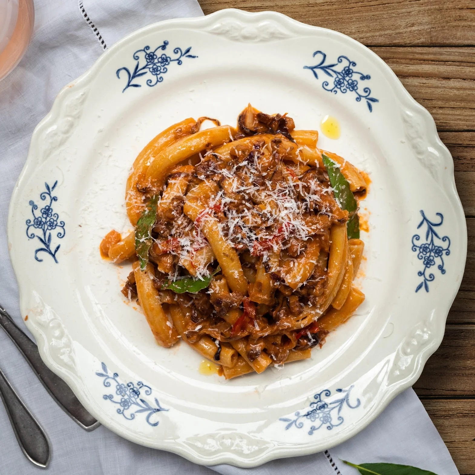 Tortiglioni with Pancetta, White Wine & Radicchio